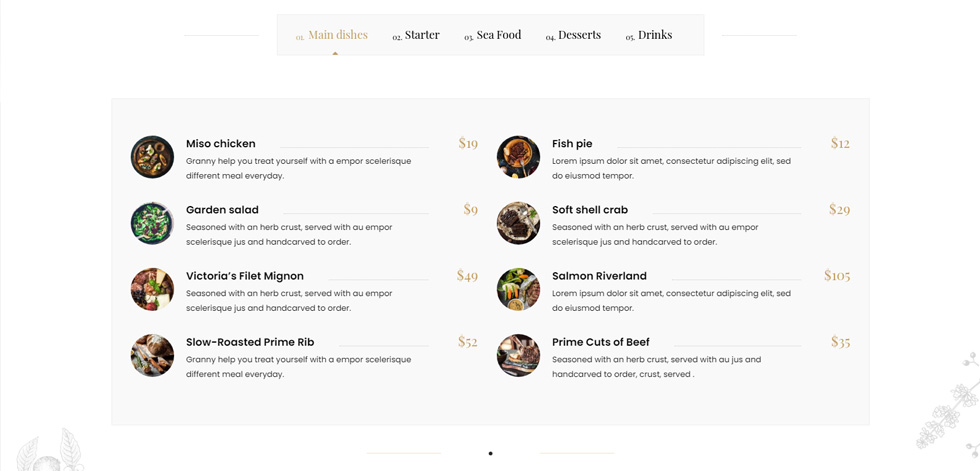 Food menu
