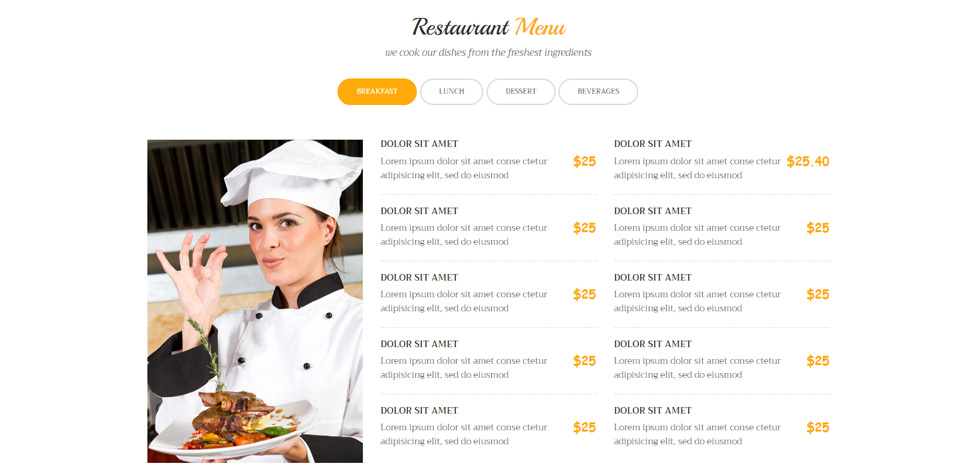 Food menu