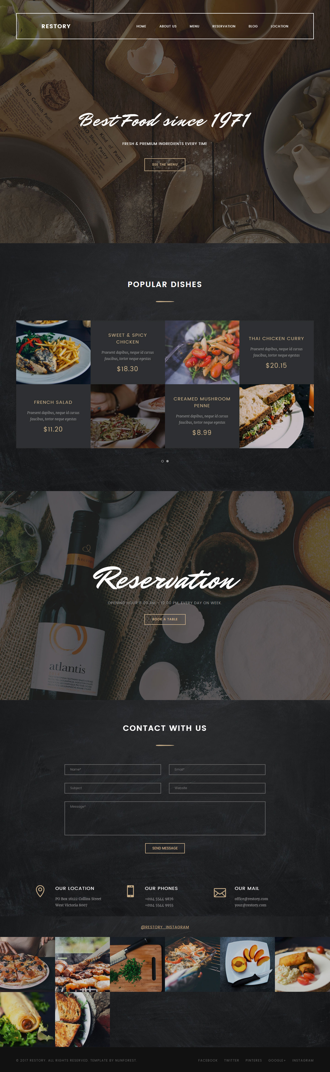 Restory Cafe and Restaurant Website Templates