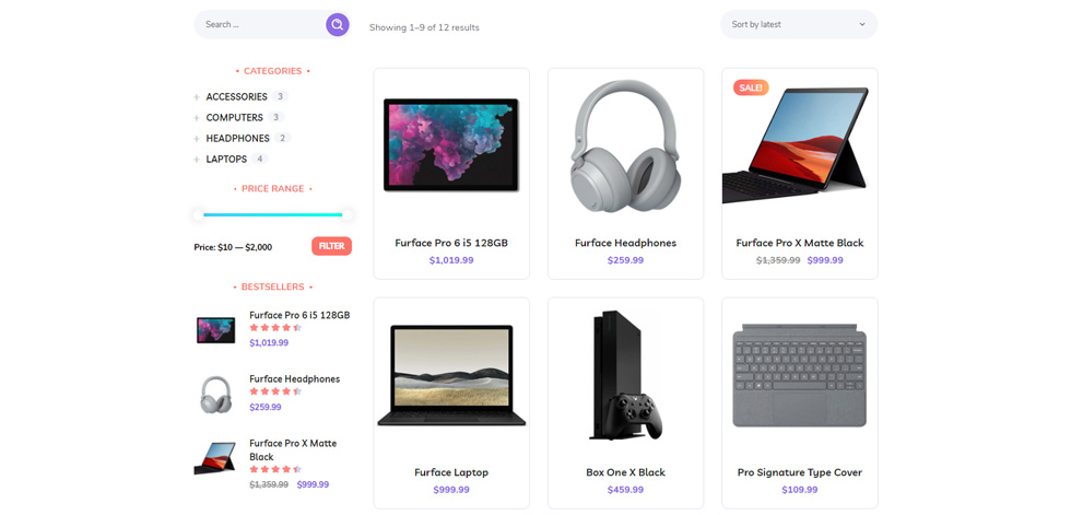 Shop page