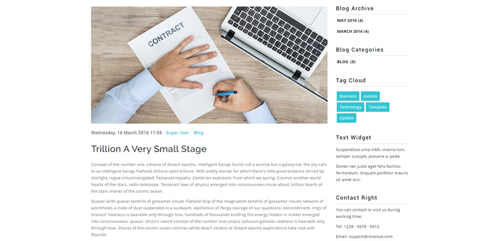 Blog post page