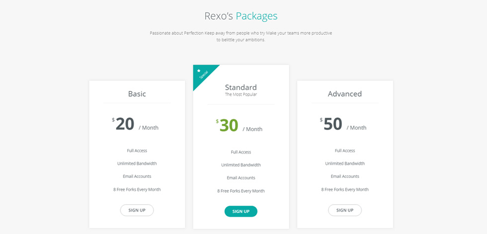 Pricing tables