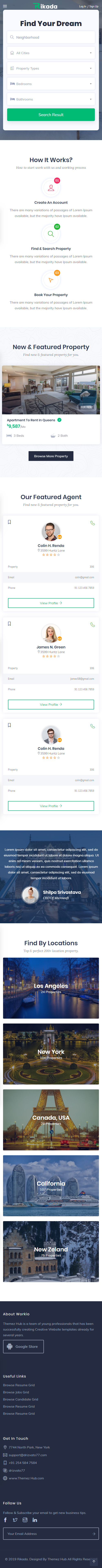 Rikada – Premium Responsive Real Estate HTML5 Template theme — Mobile preview