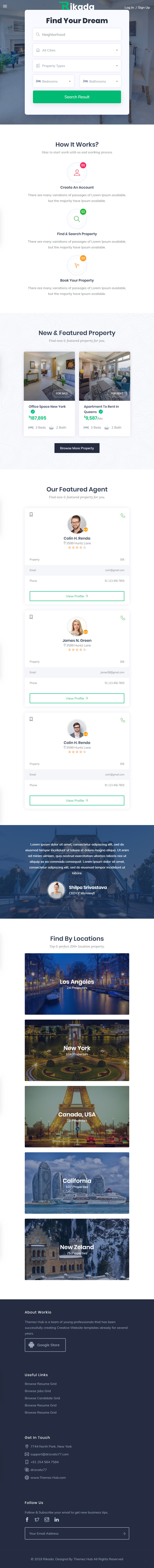 Rikada – Premium Responsive Real Estate HTML5 Template theme — Tablet preview