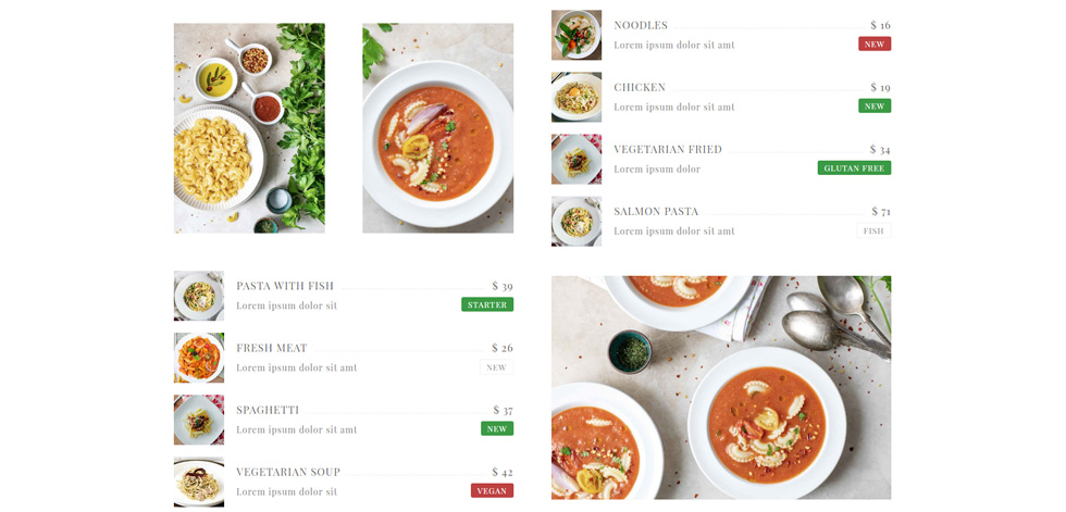 Food menu
