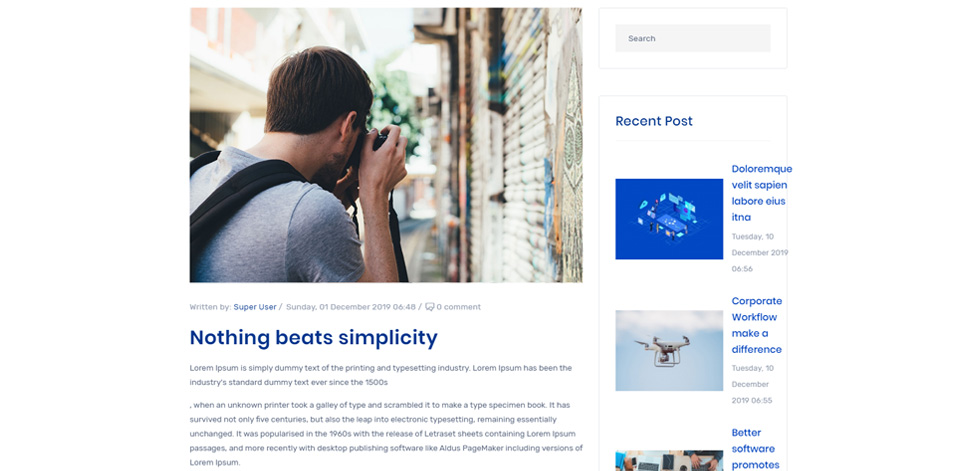 Blog post page