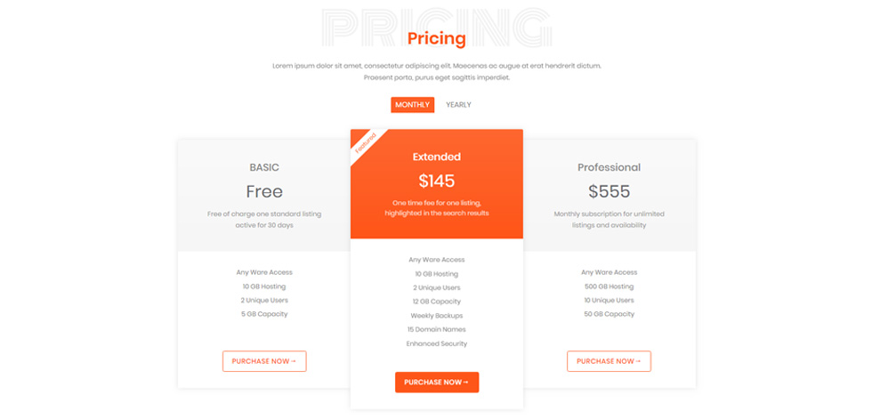 Pricing Tables