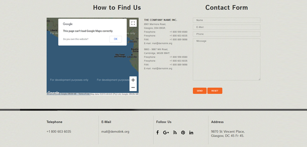 Contact page