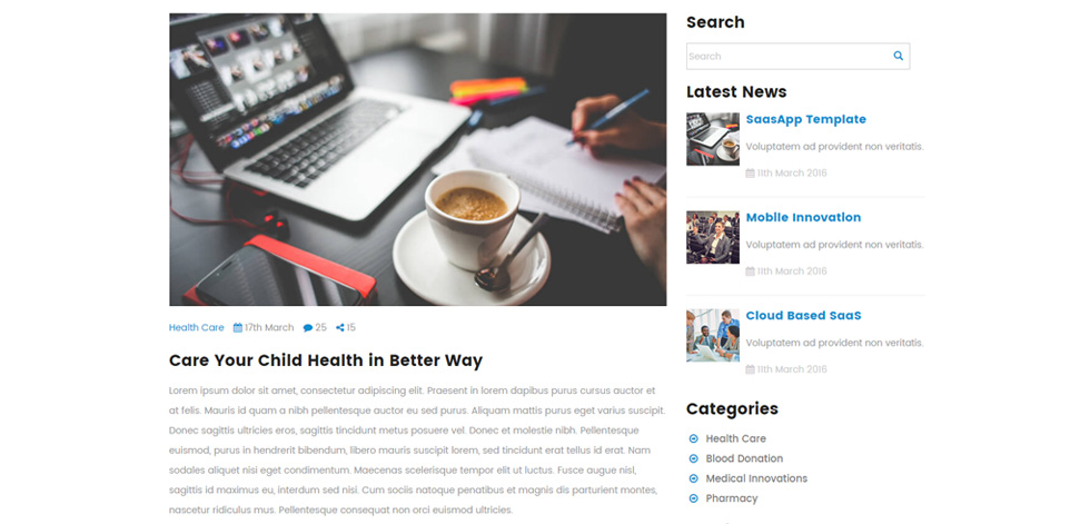 Blog post page
