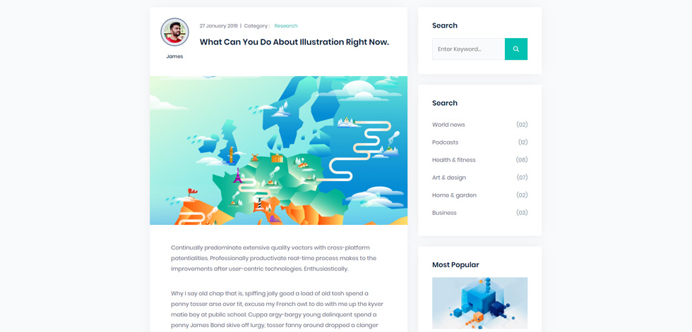 Blog post page