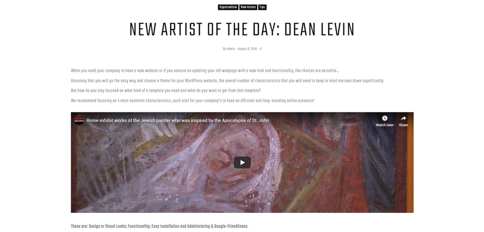 Blog post page
