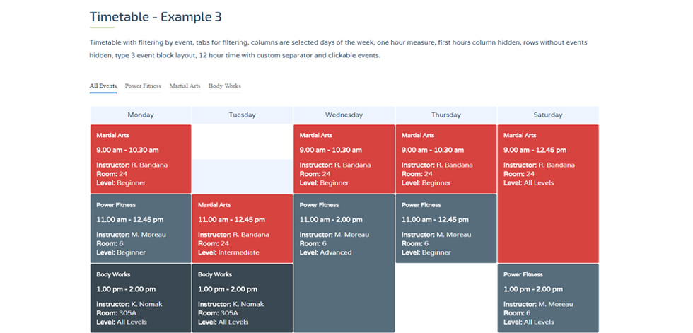 Timetable