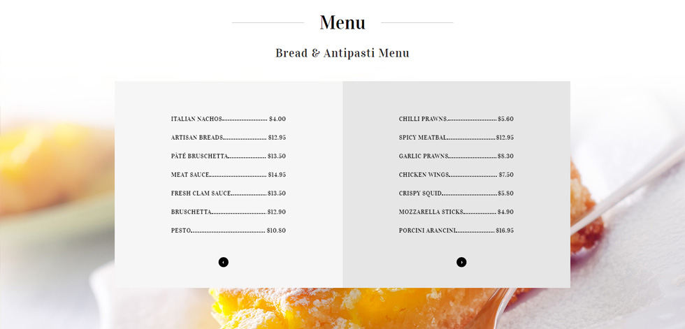 Food menu