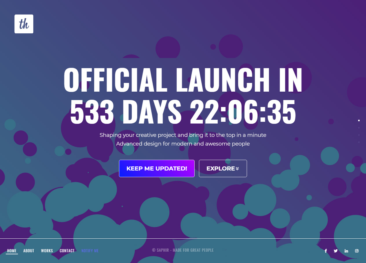 Saphir Coming Soon Website Templates