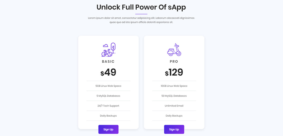 Pricing tables