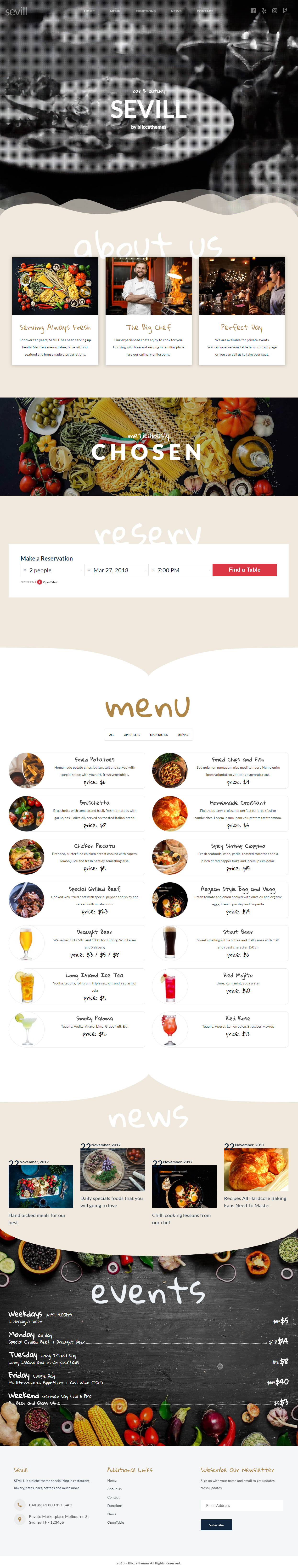 Sevill WordPress Cafe Theme