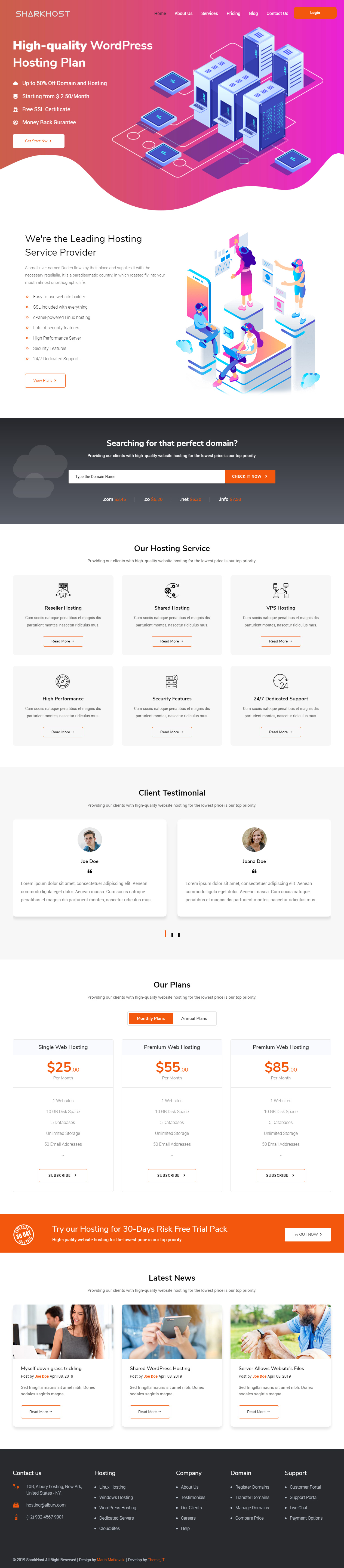 SharkHost HTML5 Hosting Template