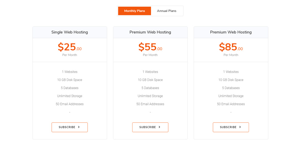 Pricing tables