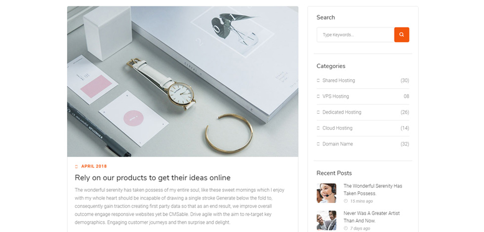 Blog post page