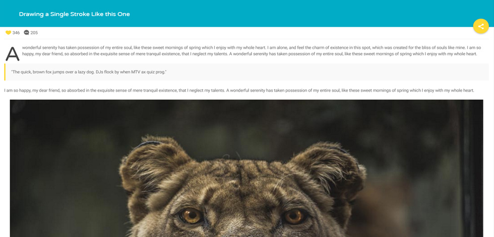Blog post page