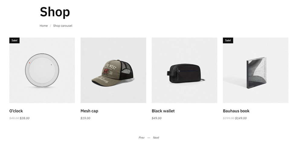 Shop page