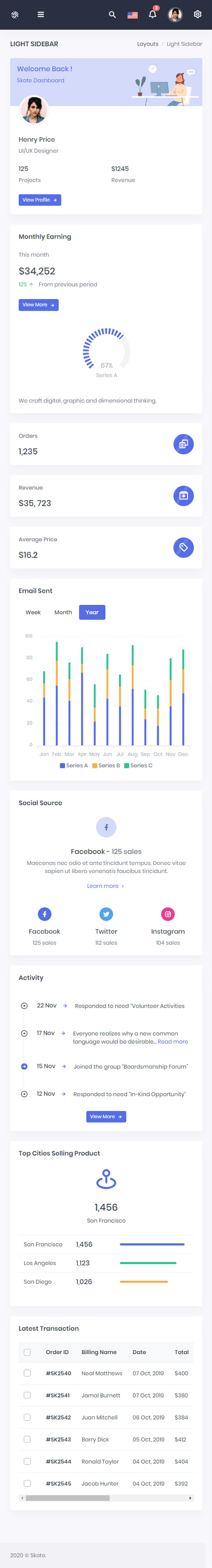 Skote – Premium Responsive Laravel Admin Dashboard HTML5 Template theme — Mobile preview