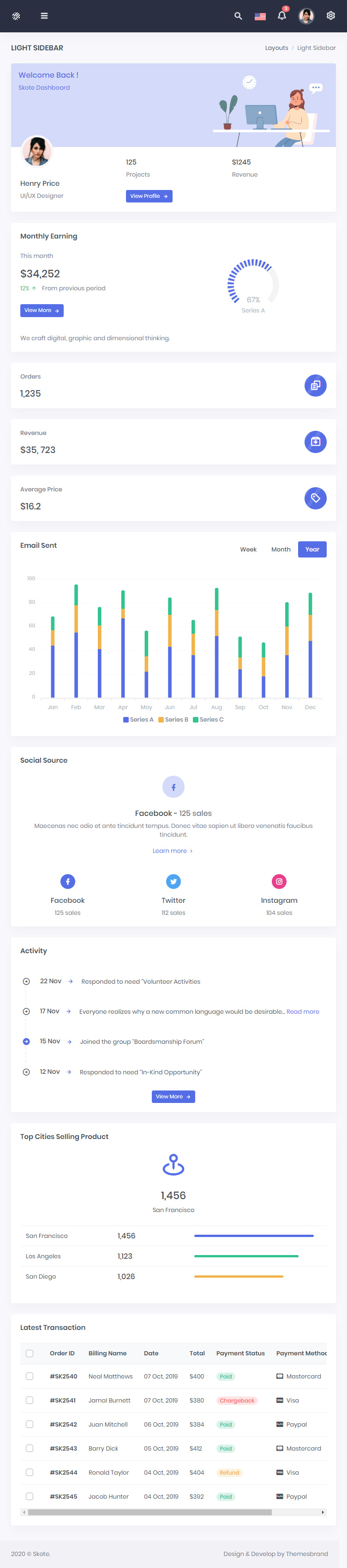 Skote – Premium Responsive Laravel Admin Dashboard HTML5 Template theme — Tablet preview