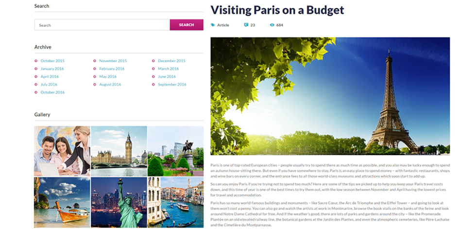 Blog post page