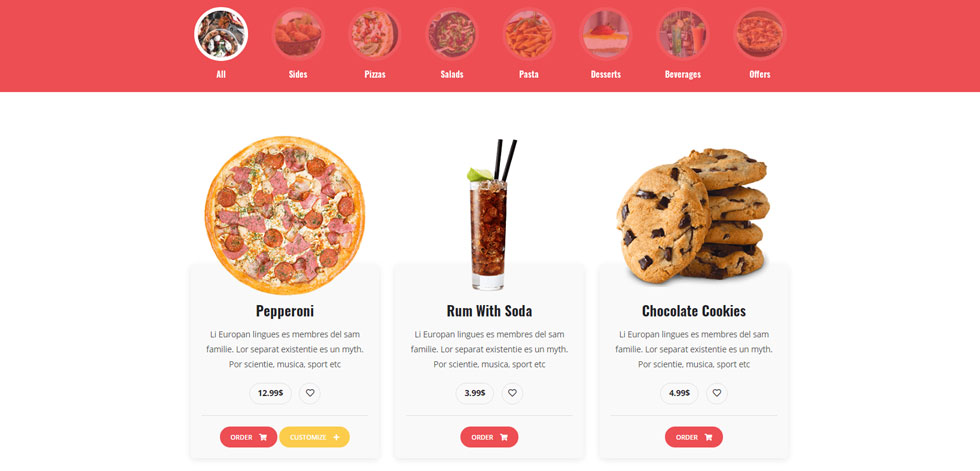 Food menu