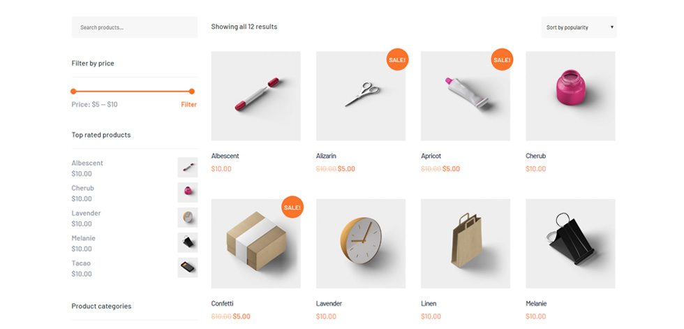 Shop page