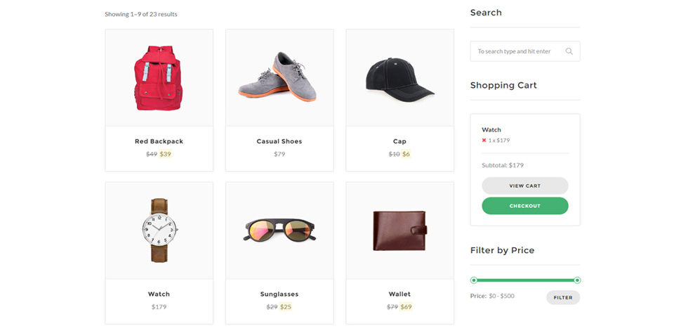 Shop page