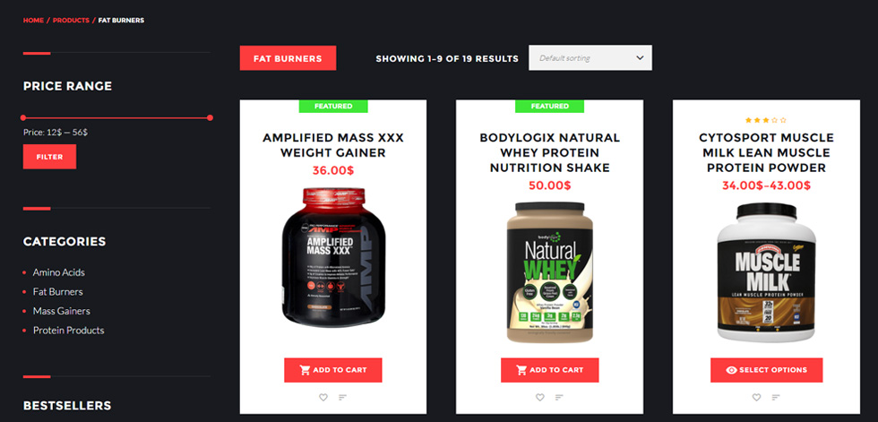 Shop page