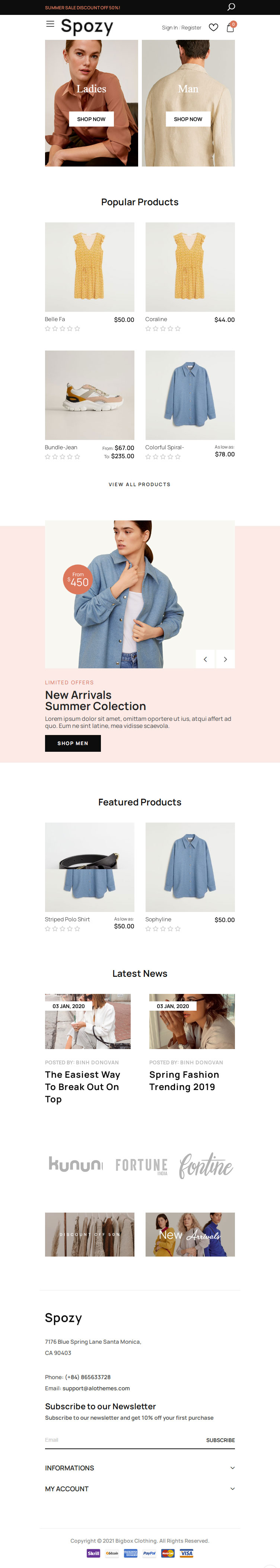 Spozy – Premium Responsive Multipurpose Magento 2 Theme theme — Tablet preview