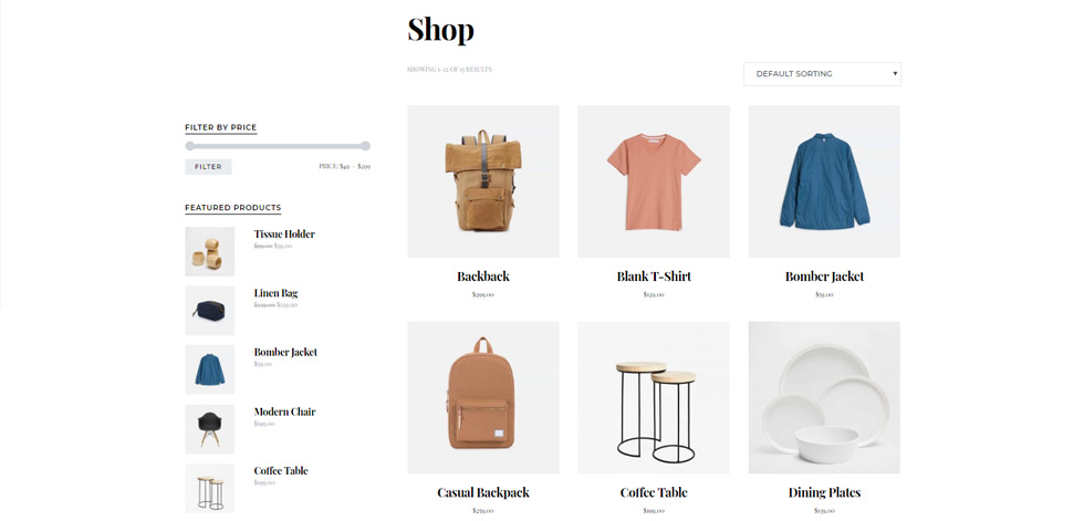 Shop page