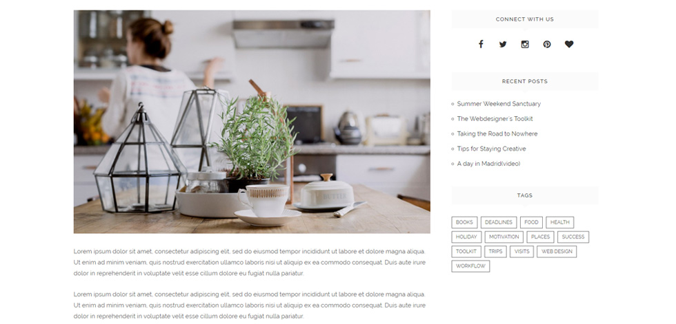 Blog post page