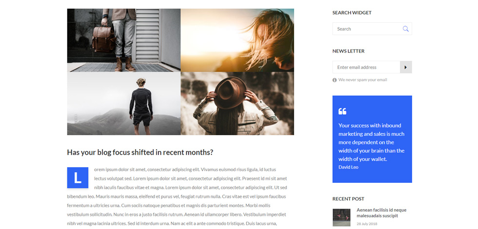 Blog post page