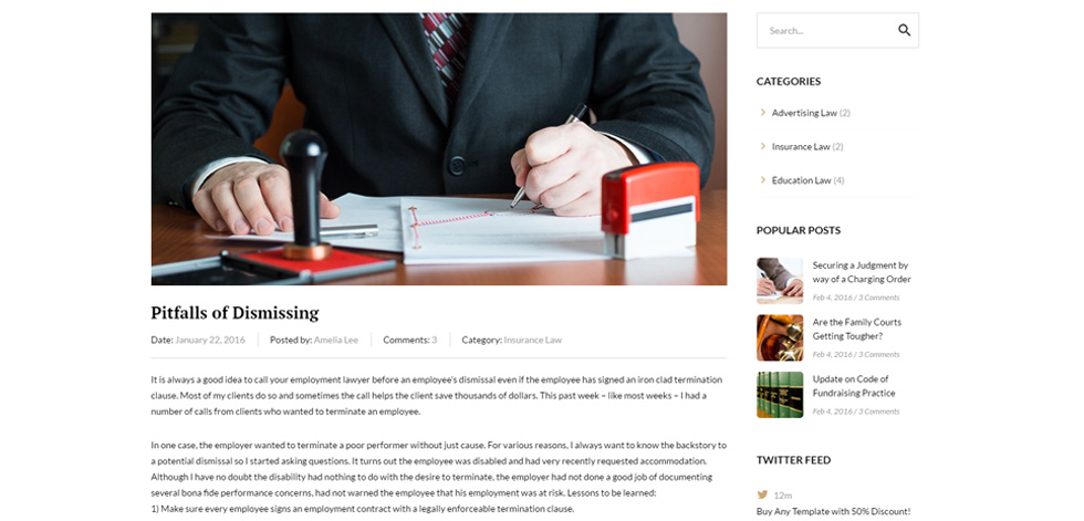 Blog post page