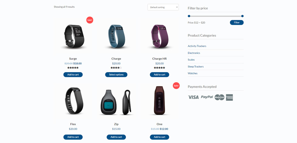 Shop page