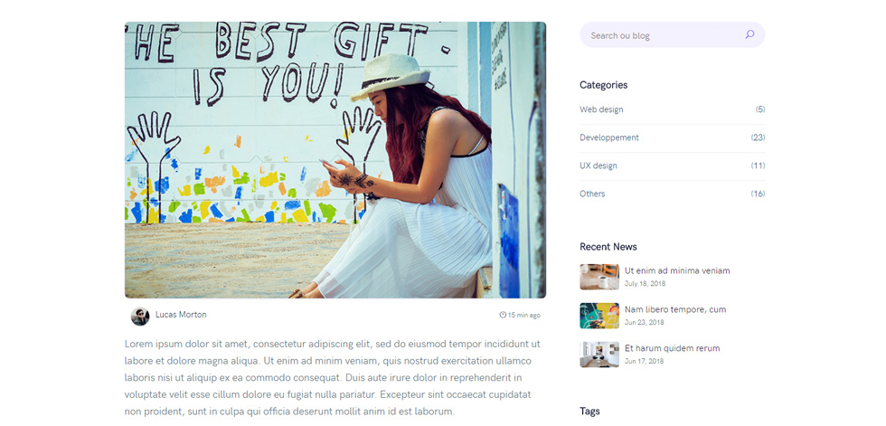Blog post page