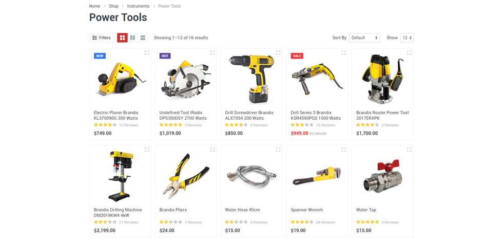 Shop page