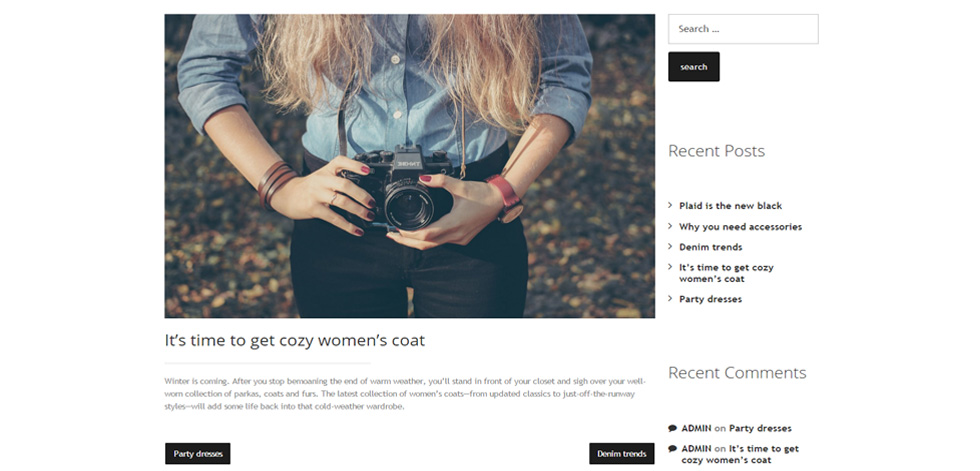 Blog post page