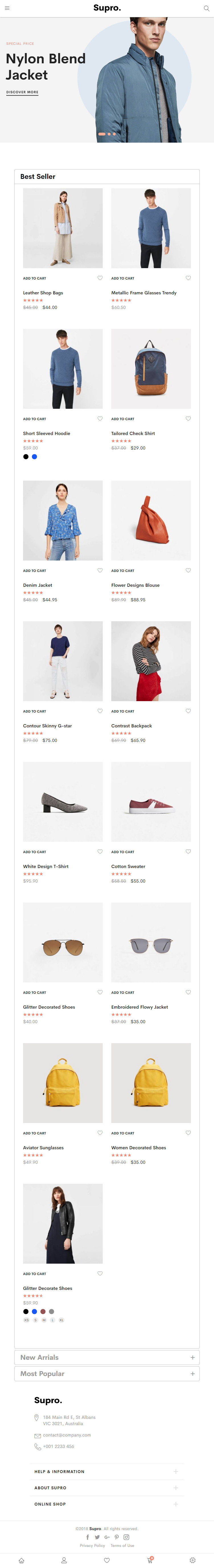 Supro – Premium Responsive Minimalist AJAX Magento 2 Theme theme — Tablet preview