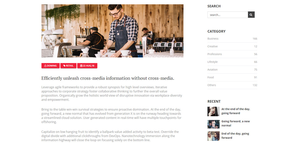 Blog post page