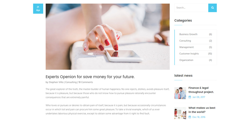 Blog post page