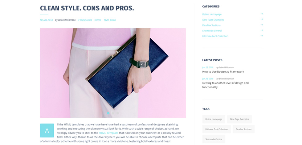 Blog post page