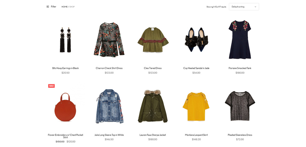 Shop page