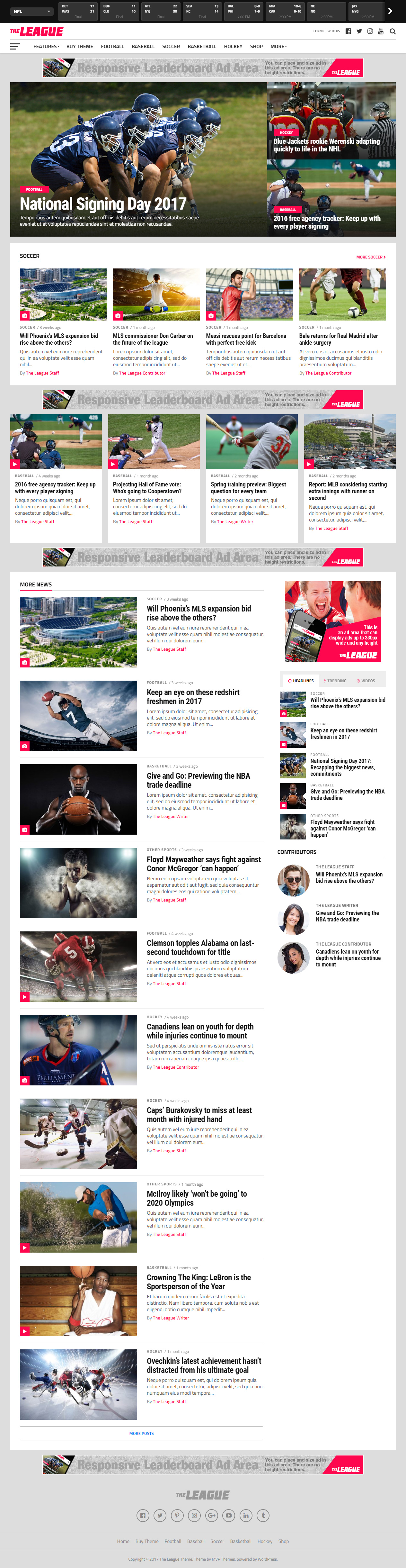 The League WordPress Sport Magazine Theme