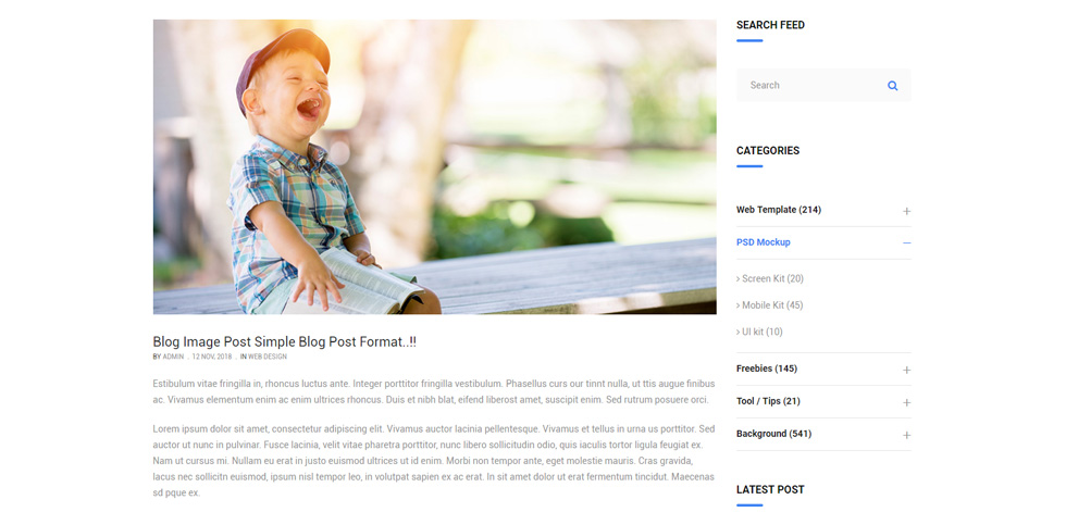 Blog post page