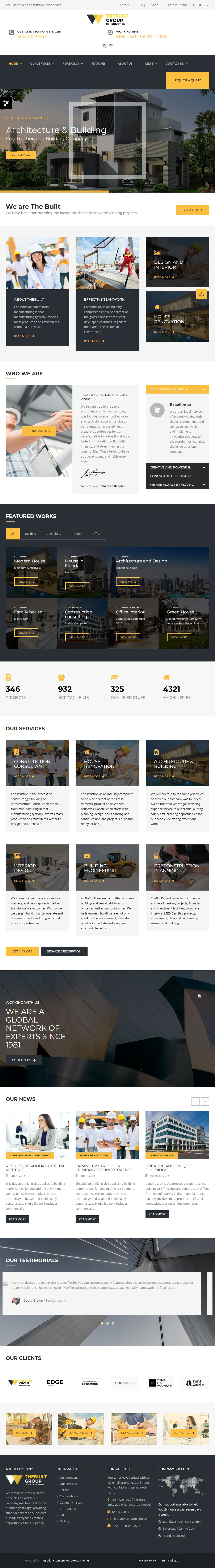 TheBuilt – Premium Responsive Architecture & Building Business WordPress Theme theme — Tablet preview