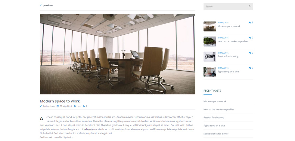 Blog post page